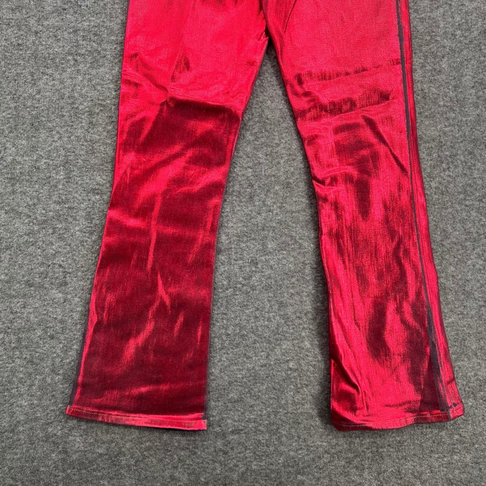 FRAME Le Crop Mini Boot Jeans Red Chrome Metallic Foil Coated Size 25 Bootleg - Picture 8 of 16